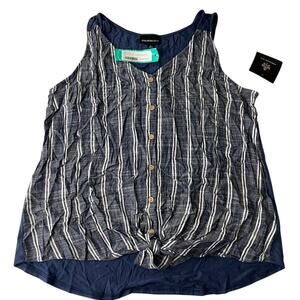 Stitch Fix Fortune Ivy Bendry Tie Front Tank Top‎ Blue Women Size Large NEW